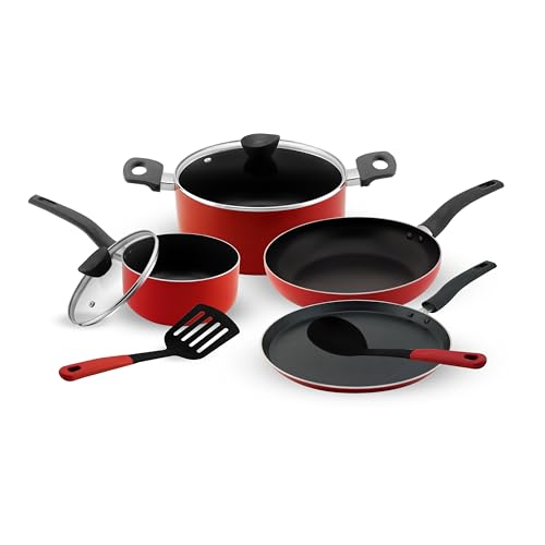 Delcasa 8Pc Nonstick Cookware Set Casserole+ Lid Sauce pan+ Lid Frypan Dosa Tawa 2pcs nylon tool