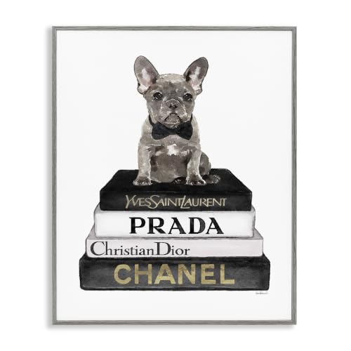 Dog on Fashion Books Glam, 11 x 14 Inch Framed Giclée Print
