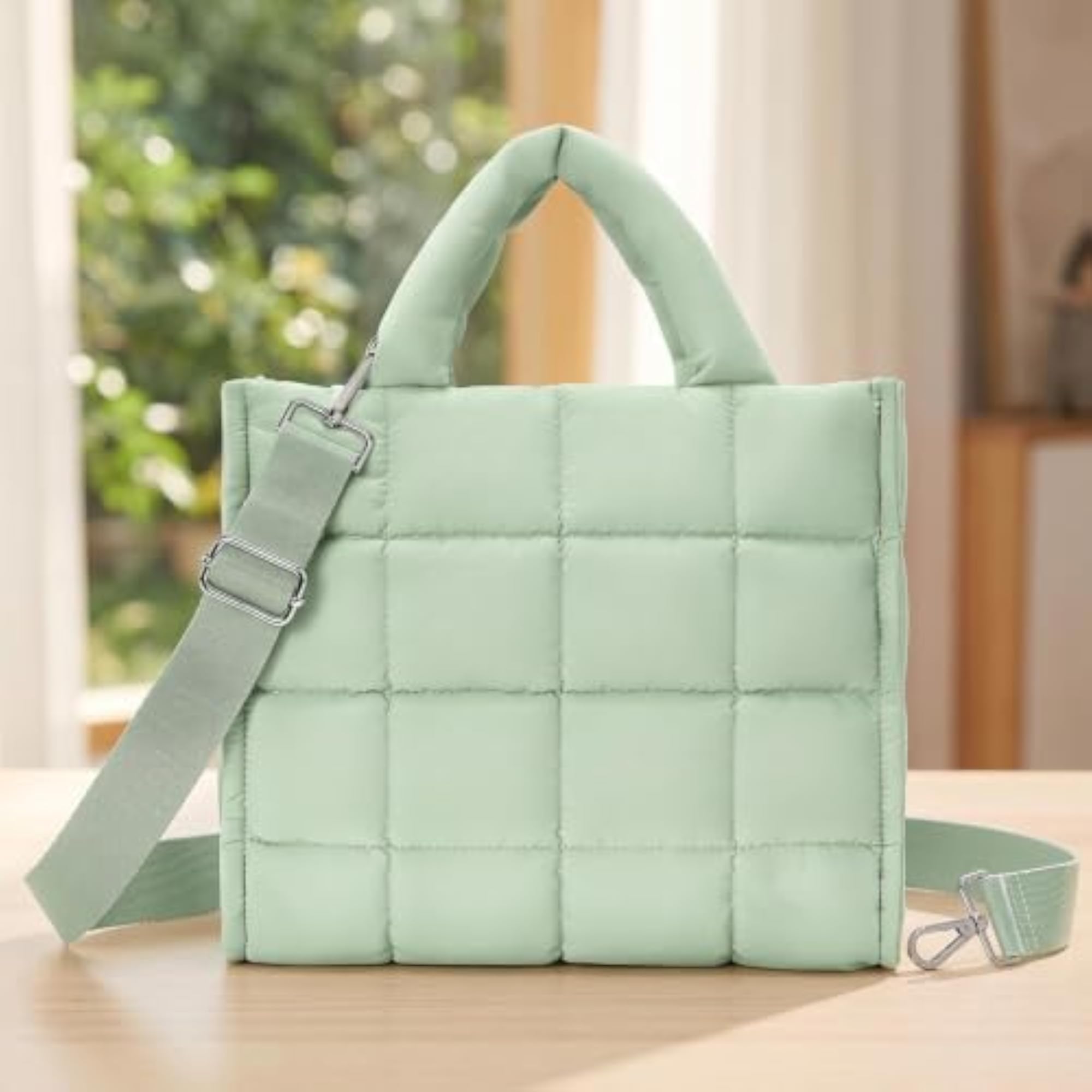 Puffer Tote Bag Waterproof Quilted Tote Bag for Journeyers