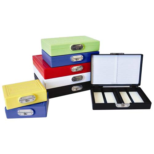 Ted Pella 2302-5-CS Micro slides Storage Box, 100 Slide Capacity, High Impact ABS, Yellow