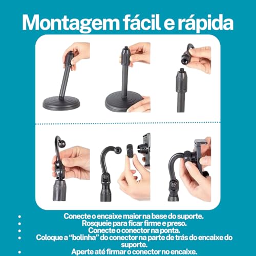 Suporte Celular De Mesa Altura Ajustável Articulado 360° Graus