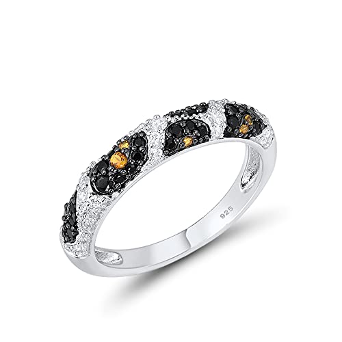 Bague femme spinelle noir et zircone anti-ternissement pour peau sensible