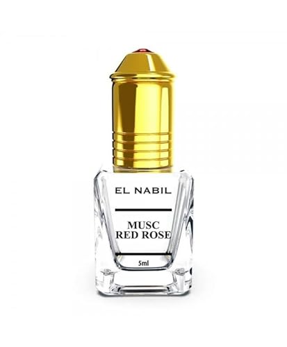 El Nabil Musc Red Rose, Parfum avec Notes de Tête Aubépine et Cassis, Notes de Cœur Violette et Rose, 5ml