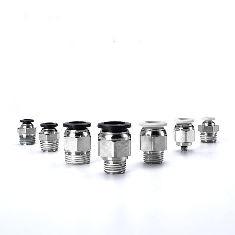 Connettore rapido PC 2/5 pezzi Raccordo per tubo flessibile in ottone M5 1/8quot; 1/4" 3/8" 1/ 2quot; Hardware per raccordi idraulici per tubi con filettatura esterna, PC6, M5, 5 pezzi, bianco