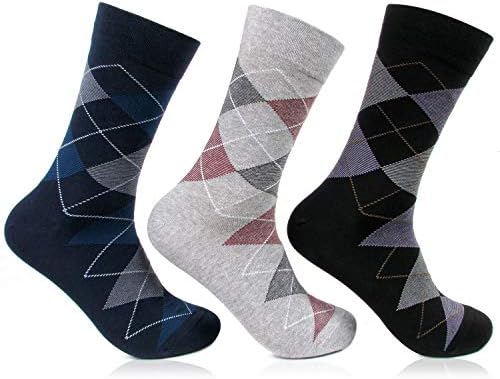 Bonjour Men's Formal Argyle Socks (Pack of 3 Pair) (BRO3806-P03_Multicolor)