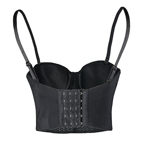 Ellacci Women's Sexy Rhinestone Bustier Crop Top Club Party Glitter Corset Top Bra Purple Large #TOP2