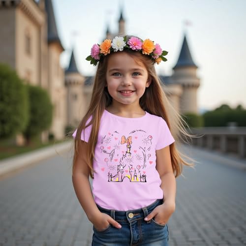 Image of GLIGLITTR Magic Shirt for Toddler Baby Girls Magical Kingdom Tshirt Cute Castle Outfit Holiday Family Vacation Summer Tee Top