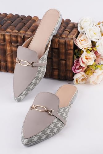 Image of TRYME Trending Stylish Buckle Bellies Soft & Comfortable Flat Mules Sandal for Womens and Girls