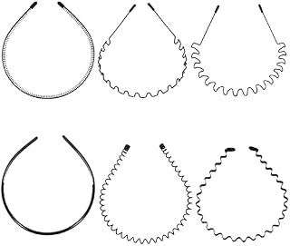 6 Pcs Elastic Wavy Hair Hoops, Metal Spring Wave Hair Bands, Men Women's Headbands, Unisex Black Hairbands, Sport Hair Head Bands Clips for Outdoor Sports, Weddings, Daily Wear Accessories