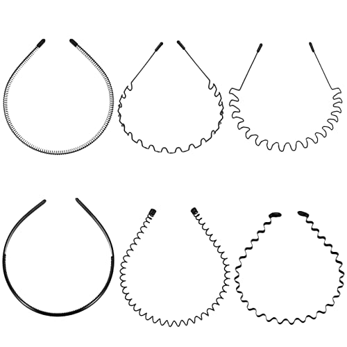 6 Pièces Bandeaux de Cheveux Métal, Bandeau Ondulés Cerceau de Cheveux de Printemps, Cerceaux de Cheveux de Printemps Ondulés Élastique Unisexe pour Cheveux Accessoires Hommes Femmes Sports Cover