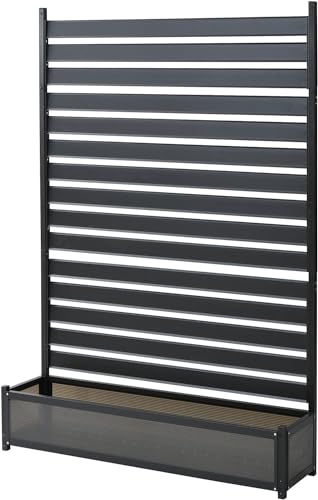 ガーデンマスター(Gardenmaster) アルミプランターフェンス 幅120×奥行30×高さ180cm 目隠し フェンス プランターボックス 屋外 プランター付 パーテーション 外構 ハンギングプランター 日よけ ダークブラウン KAPF-1218