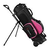 3. Bolsa de golf portátil: la bolsa de golf es fácil de usar. Hay 2 poleas de goma estables en la base, adecuadas para varios terrenos, convenientes para su uso y transporte al aire libre, y lo hacen más relajado. Cuando no desee utilizar la rueda del carro, también está equipado con un práctico asa antideslizante para un transporte fácil y rápido.