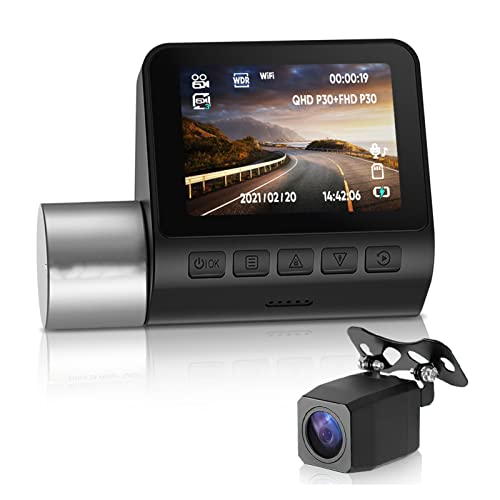 Pilipane Dash Camera para coche, Dash Cam 2K WiFi Auto Dash Cam Delantera, Dashboard Camera Recorder con Super Night Vision, 170° Gran Angular, WDR, grabación en bucle, LCD 2.0'