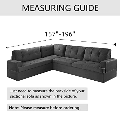Aliecom Velvet Corner Sectional Couch Covers L Shaped Sofa Cover For Dogs Stretchable Elastic U Shape Couch Slipcover For Living Room Anti Slip Pet Friendly Furniture Protector (Dark Gray, Large) #TOP4