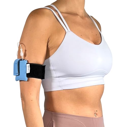 Pumpcases Adjustable Sky Blue Insulin Pump Arm Belt – Diabetic Insulin Pump Armband – Arm Band Insulin Pump Case – Compatible with Mobi – Assembled in The USA (Medium)