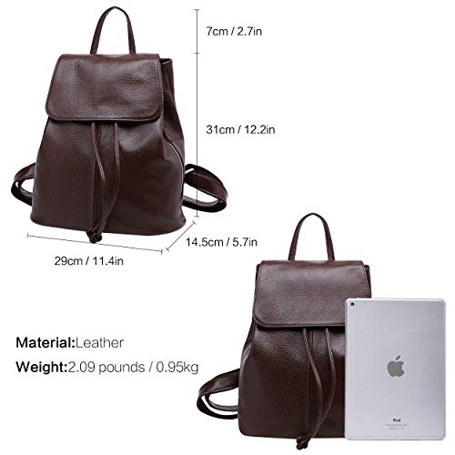 Image of BOYATU Women's Full-Grain Leather Backpack Purse, Minimal Structured Design, Work Commuter & City Travel, Compact Everyday Essentials, Fashion RFID Pocket Bag (Coffee Brown)