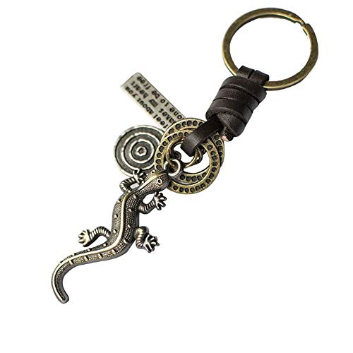 Preisvergleich Produktbild BULINGBL Schlüsselbund Metall Retro Anhänger Leder Geflecht Schlüsselbund Tasche Mobile Autoschlüssel Zubehör Schlüsselring