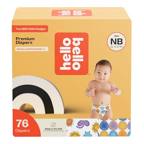 Image of Hello Bello Premium Diapers Size NB, Safari Squad & Shine and Dandy Designs, 76ct Club Box