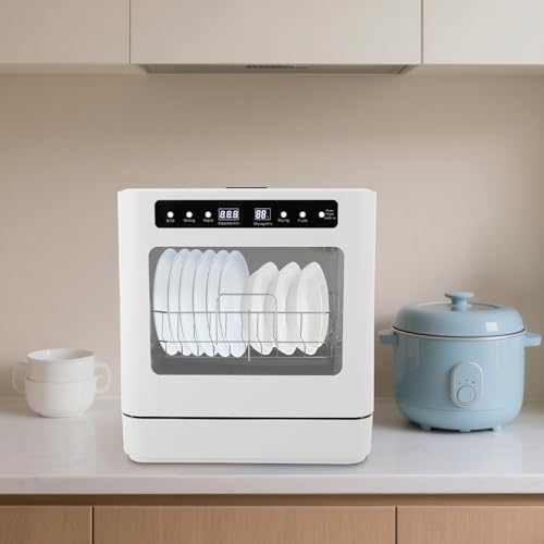Image of Portable Countertop Dishwasher, 800W Mini Dishwasher 15.35 * 16.92 * 18.11in Dish Washing Machine with 4 Functions, 52dB Ultra-Quiet for Small-Sized Houses (White-6)