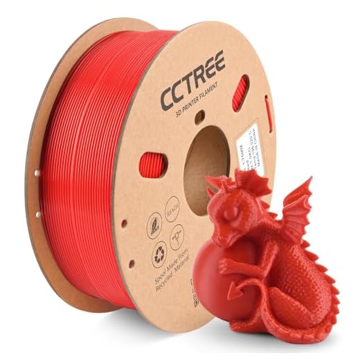CCTREE PLA+ Filament 1.75mm, Stronger and Toughness 3D Printer Filament PLA Plus, Dimensional Accuracy +/- 0.03 mm, 1KG Spool (2.2 lbs), 3D Printing Filament for Most FDM 3D Printers, Red