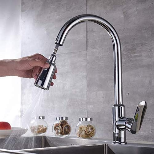 Kitchen Sink Faucet Head 3-Function Pull-out Spray Head for Bathroom Kitchen Faucet Replacement Part G1/2 Connections, Polished Chrome (1)