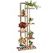 COSTWAY Pflanzenständer freistehendes Blumenregal, Pflanzenregal Holz Blumentreppe mehrstöckig, Holzregal Pflanzentreppe für drinnen draußen (6 Ebenen/Braun)