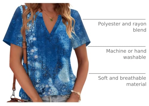 Image of WEESO Womens Tops Summer Short Sleeve V Neck Blouses Business Casual Loose Fit Tshirts Trendy Fashion Outfits
