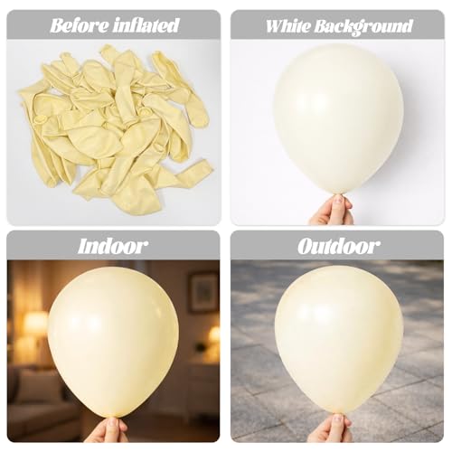 Image of Voircoloria 130pcs Ivory White Balloons Different Sizes 18 inch 12 inch 10 inch 5 inch Party Latex Balloons for Birthday Baby Shower Graduation Wedding Gender Reveal Anniversary Party Decorations