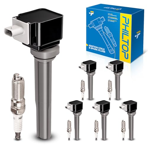 Image of PHILTOP Ignition Coil Pack and Iridium Spark Plugs Fits for Ford 2015-2017 F-150 2.7T, 2015-2018 Edge 2.7T, Lincoln 2016-2018 MKX 2.7T, 2017-2020 Continental 2.7T /3.0T, 2017-2020 MKZ 3.0T, 6PCS UF773