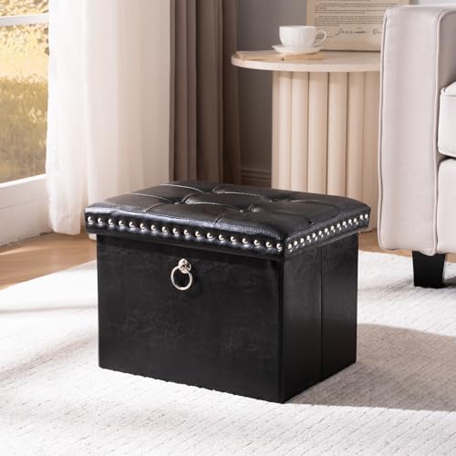 oakvivo Small Storage Ottoman Foot Rest Stool, 16x12x12 in Foldable