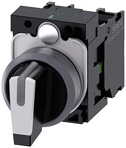 Sélecteur I-O-II Siemens 3SU11302BM601NA0 noir 22 mm en plastique et métal mat IP69K