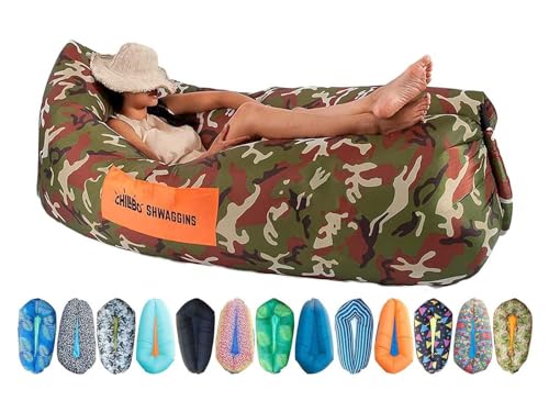 Chillbo Shwaggins Inflatable Couch – Cool Inflatable Chair Easy Setup is Ideal for Hiking Gear, Beach Chair and Music Festivals or Dad Gifts