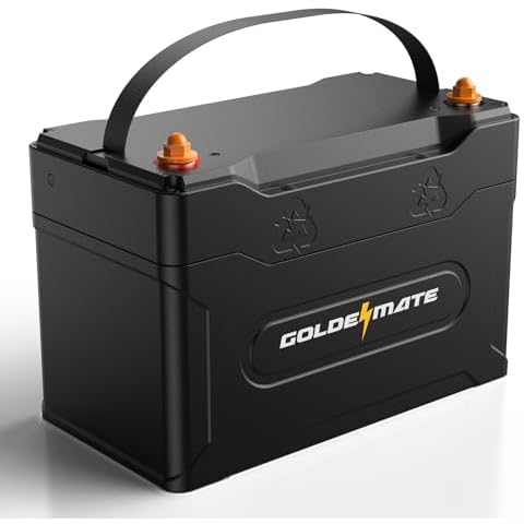 GOLDENMATE 12V 100Ah Group 31 Bluetooth LiFePO4 Battery, IP67 Waterproof Lithium Battery, 5000+ Deep Cycles, Built-in 100A BMS, Perfect for RV, Solar System, Marine, Trolling Motor, Off-grid Setups Cover