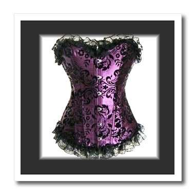 3dRose ht_62263_3 Gothic Purple N Black Corset on Black Iron on Heat Transfer for White Material, 10 by 10-Inch