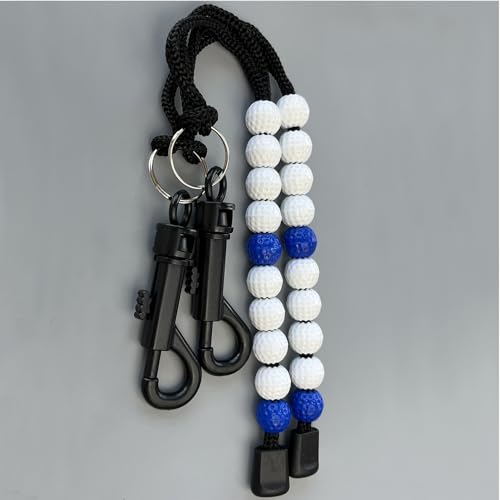 DEIHAALEN Golf Beads Counter, Golf Beads Score Counter, Golf Beads Count Stroke Score Counter, Golf Rhinestone Bead Score Counter (2 Pcs Blue)