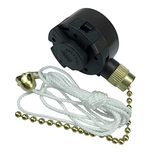 Image of Pull Chain Switch Replace for Zing Ear ZE-268S5 4 Speed 5 Wire Compatible with Ceiling Fan Switch Ceiling Fan Light Lamp Brass