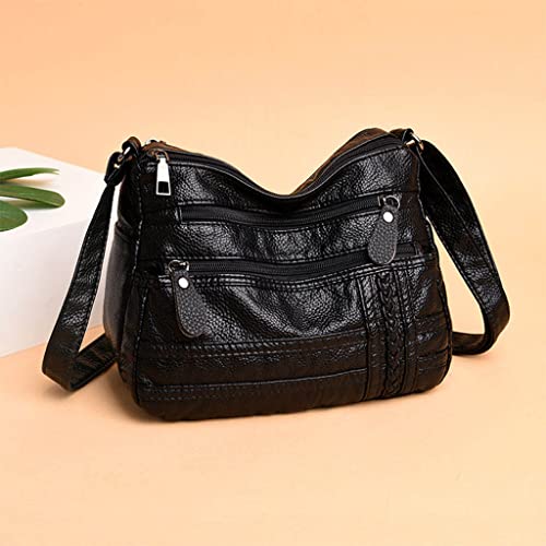 Newmind Bolsa transversal com vários bolsos para mulheres, bolsa de ombro de couro sintético macio,
