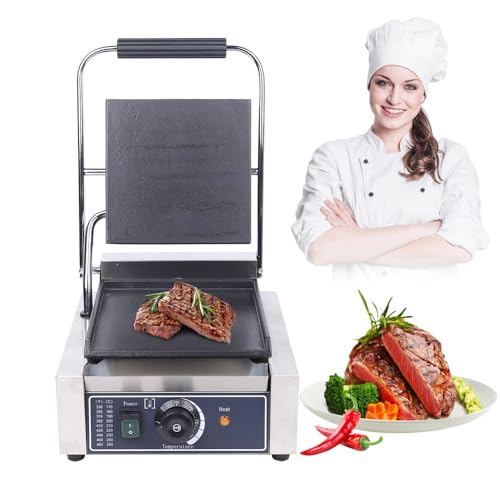 Electric Press Grill,1800W Stainless Steel & Iron Panini Maker with Non-Stick Coating, Dual Heating Plates, Adjustable Temperature for Sandwiches,Burgers