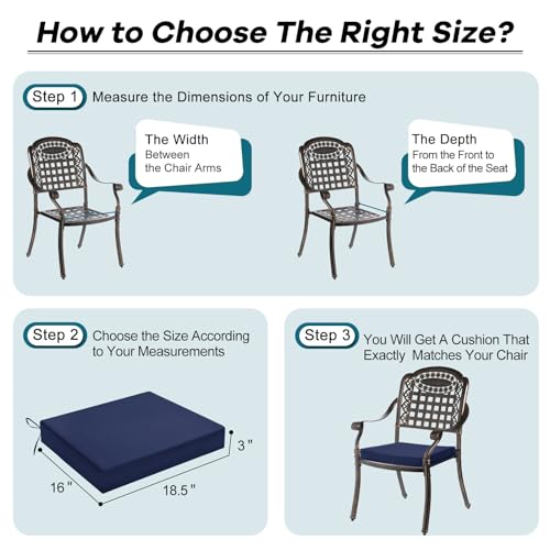 Basic Beyond Outdoor Chair Cushions Set Of 2, Waterproof Outdoor Cushions With Ties, Square Corner Patio Furniture Cushions thumb #4