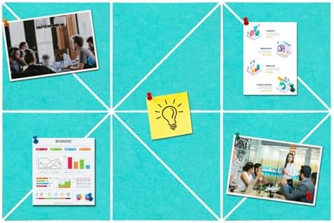 Large Triangle Felt Cork Board Tiles, Self Adhesive DIY Felt Bulletin Board Pin Board with 35 Pushpins for Office School Home Wall Decor Stickers Memos Photos Display(Teal)