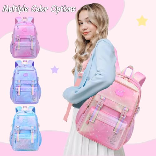 Girls Backpack, Kid Starry Rainbow School Bag, Kawaii Backpack with Lunchbag & Pencilbox, Mochilas Escolares Para Niñas4