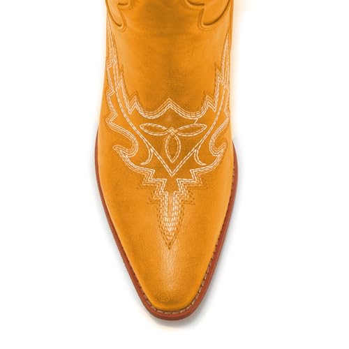 Image of Uillnoodu Wide Calf Cowboy Boots Women Knee High Tall Western Cowgirl Boots Adjustable Lace Up Plus Size Comfortable 2-Inch Heel