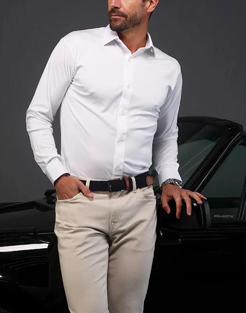 Mens Dress Shirts Stretch Slim Fit Long Sleeve Dress Shirts for Men Casual Business Regualr Fit Button Down Shirt3