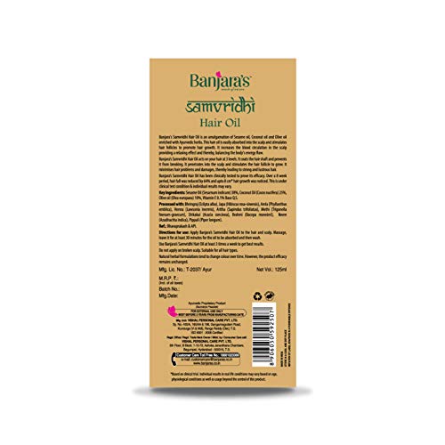 Banjara's Samvridhi Hair Oil | 250ml (125 ml X 2 Pack), Promotes Hair Growth | Reduces Hair fall | Makes Hair Stronger, Thicker & Longer