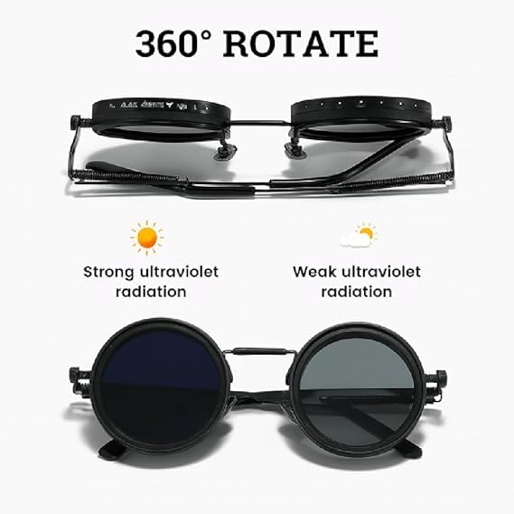 Adjustable Tint Rounded Polarized Lenses Retro Sunglasses, Organismt Glasses, Polarized ND Filter, 1-9 Gear Control3