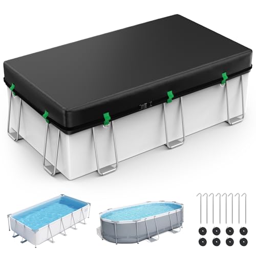 Cubierta de Piscina Rectangular de 9 x 18 pies para Piscinas sobre el Suelo, Cubierta Solar para Piscinas sobre el Suelo con Accesorios, Cubierta de Invierno Ideal para Impermeable y Resistente al