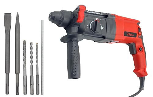 Image of Hillgrove H26H7 3 Modes Electric Rotary Hammer Drilling Impact Machine Industrial 26mm Hammer Impact Drill Machine Forward /Reverse Rotaion with 5 Bits for Making Holes in Metal /Wood /Concrete (1200 W)