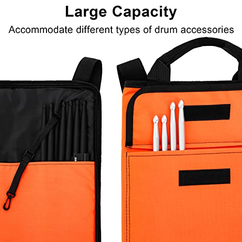 Soujoy 2 Pack Drum Stick Bag, 12 Pairs Drumstick Storage Case With Anti-Falling Pocket, Large Capacity Hanging Portable Sticks Bag For Drumsticks Brushes Mallets #TOP2
