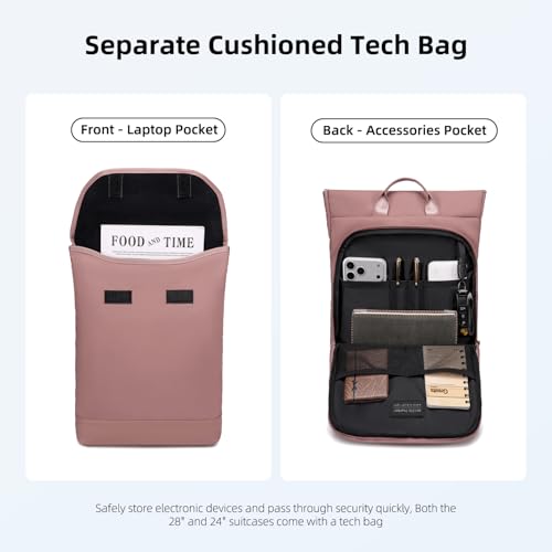 Image of Arctic Hunter 24 inch Check-in Trolley Bag Medium 65cm PC Hardshell Suitcase with Laptop Sleeve, TSA Lock & Silent 360 TPE Wheels, Anti-Collision Design, Pale Mauve