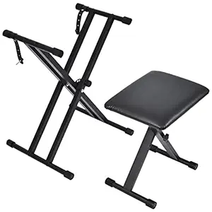 Tipatyard Double-X Keyboard Stand & Bench Set, Adjustable & Portable Digital Piano Stand with Locking Straps